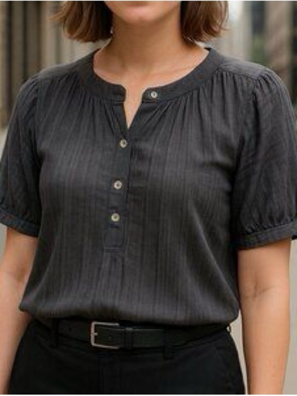 Elizabeth and James Short-Sleeve Henley Top